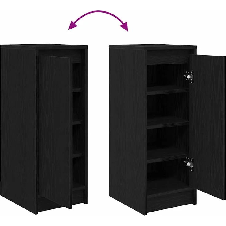 vidaXL Schuhschrank Schwarz Eichen-Optik 29,5x34x76 cm Holzwerkstoff 861860 – Bild 8