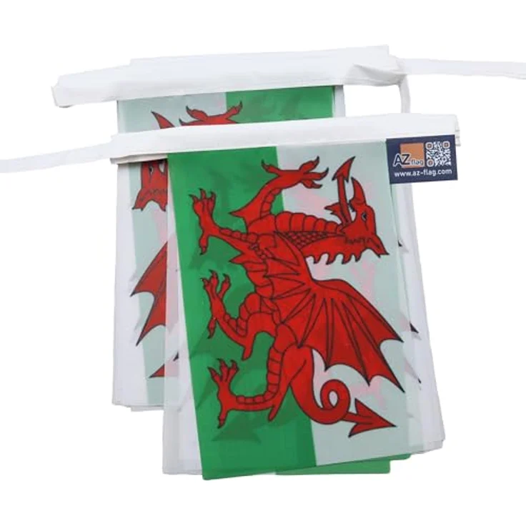 AZ FLAG - Fahnenkette Wales 6 Meter Mit 20 Flaggen - 21x14 cm - Walisische Girlande Flaggenkette 14 x 21 Cm – Bild 8