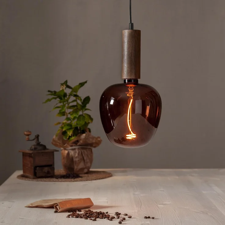 Lampenaufhängung ,Tub' aus Holz, E27 Fassung, 3,5m Kabellänge, mit Stecker – Bild 3