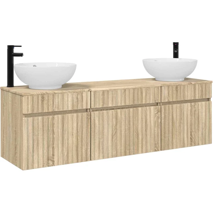 vidaXL Badezimmerschrank-Set 3 stk. Sonoma-Eiche 157 x 44,5 x 80 cm 3405759 – Bild 2