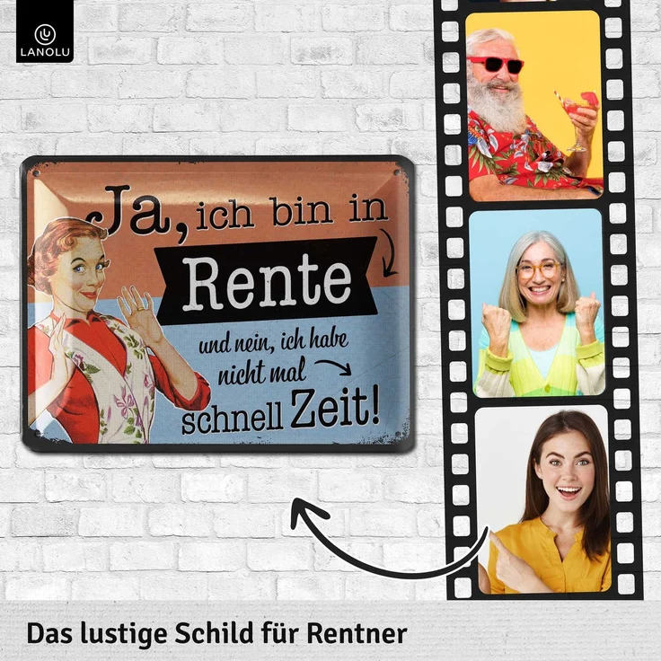 LANOLU Blechschild Rente Frau - 15x20cm – Metall – Mehrfarbig – 15185 – Bild 3