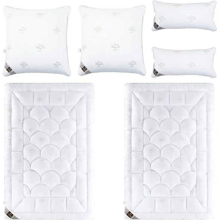 SEI Design Microfaserbettdecke Winter Bett-Set 6-Tlg. 2x (Bettdecken 135x200 + Kissen 40x80 80x80), Füllung: daunenähnliches Gefühl, 80x80 – Bild 1