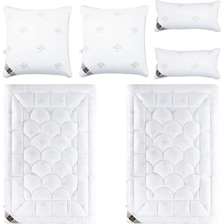 SEI Design Microfaserbettdecke Winter Bett-Set 6-Tlg. 2x (Bettdecken 135x200 + Kissen 40x80 80x80), Füllung: daunenähnliches Gefühl, 80x80