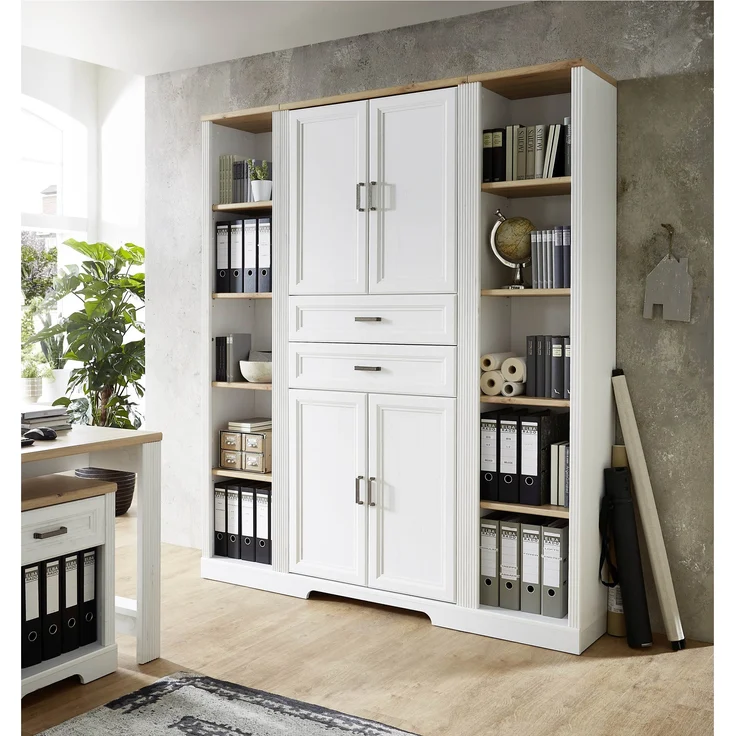 Büroschrank Stauraumelement JASMIN 02 Pinie weiß Nachbildung – Bild 4