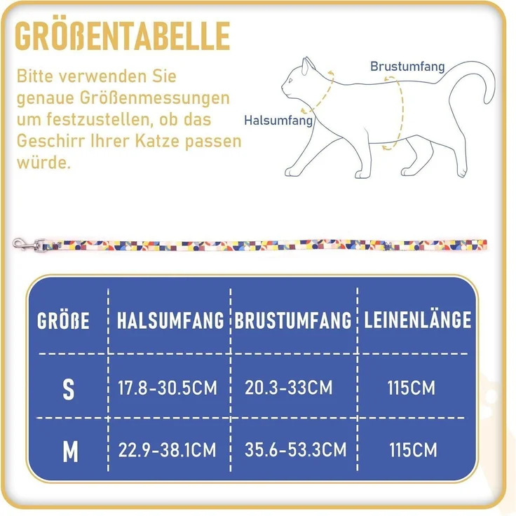 Katzen Geschirr Leine Ausbruchsicher Katzenweste verstellbar Blau M – Bild 6
