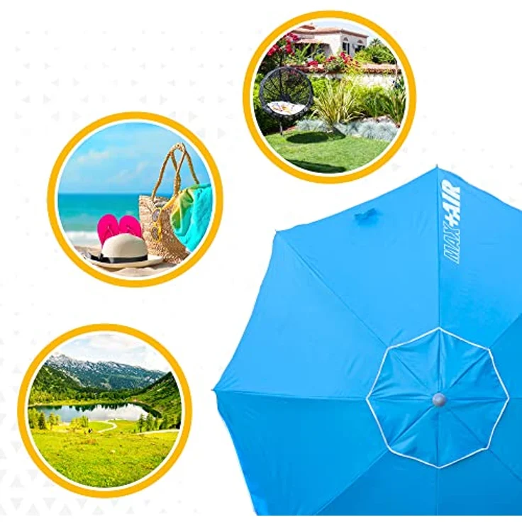 Aktive 62239 – Großer, winddichter, extrem widerstandsfähiger Strandschirm | Kippmast | Inkl. Aufbewahrungstasche mit Tragegriff | Großer blauer Sonnenschirm – Bild 10