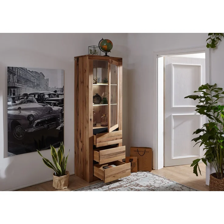 Vitrine Wild-/Zerreiche 62x42x191 natur geölt MONTREUX #121 – Bild 2