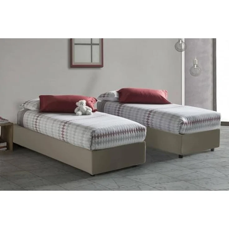 Talamo Italia - Einzelbett Caterina, Bettkasten mit Stoffbezug, 100 % Made in Italy, Öffnung vorne, geeignet für Matratzen 80x200 cm, Taupe – Bild 4