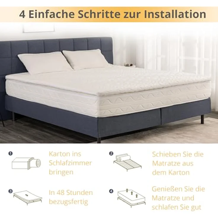 EGO HOME Matratzen Topper 180x200 cm, 7cm Höhe Matratzentopper Härtegrade H2 mit 7-Zonen Spiral-Dorn Kaltschaumkern, Öko-TEX Zertifiziert, Matratzenauflage 180x200 cm für Boxspringbett Schlafsofa – Bild 8