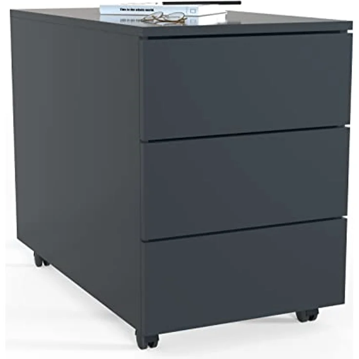 MID.YOU Rollcontainer, Weiß, Holzwerkstoff, 3 Schubladen, erweiterbar, griffloses Öffnen, 39x55x45 cm – Bild 8