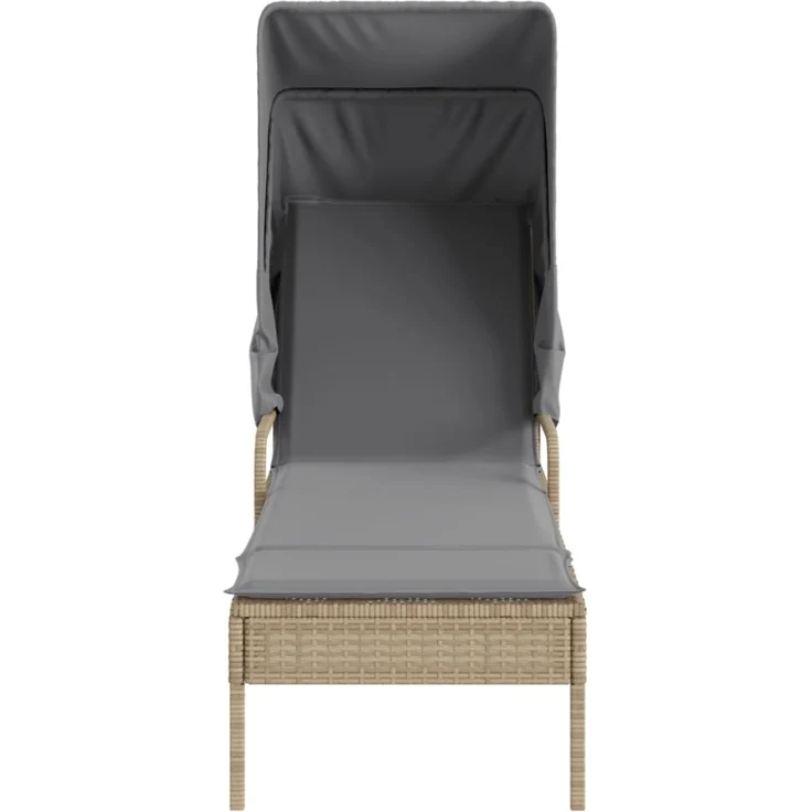 vidaXL Sonnenliege mit Dach Beige Poly Rattan 368191 – Bild 8