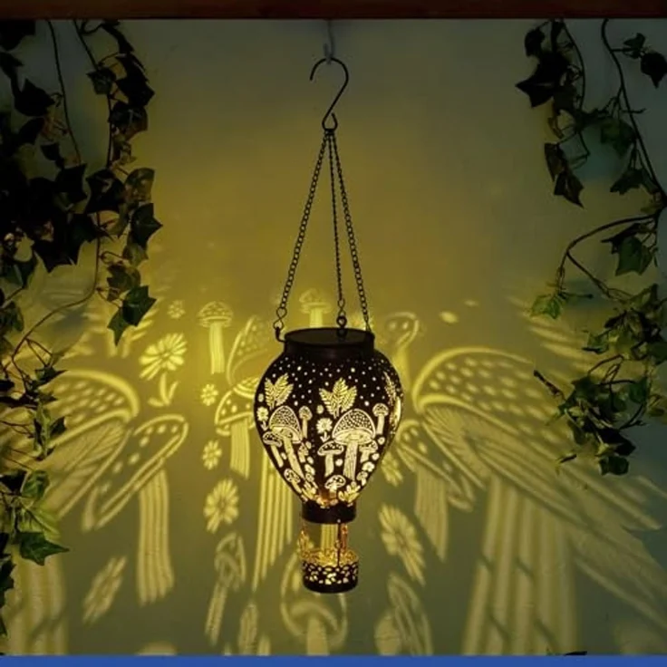 Maximex Solar Gartenleuchte Heißluftballon in Bronze-Optik, hängend, warmweiße LEDs, Dämmerungssensor, wetterfest, Solarleuchte für Garten, Balkon und Terrasse, Ø 15x47 cm, Metall – Bild 1