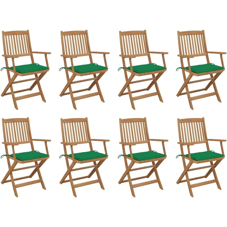 vidaXL Klappbare Gartenstühle mit Kissen 8 Stk. Massivholz Akazie 3075090