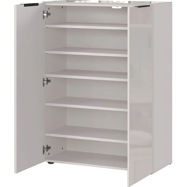 Schuhschrank Glarus / GW-Genova, Glas, Holzwerkstoff, Weiß, 87 x 120 x 40 cm – Bild 3