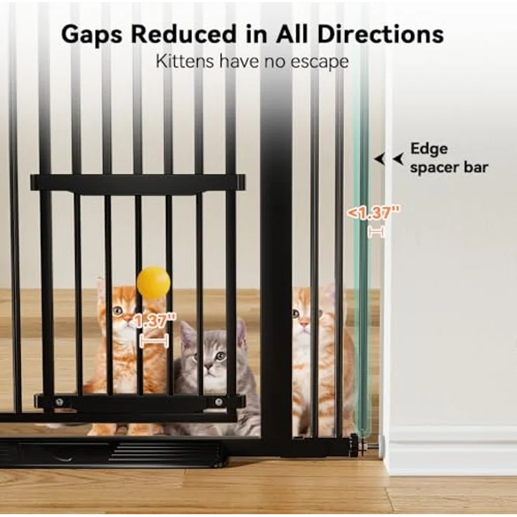 COMOMY 180 cm Extra Hoch Türgitter Katze/Hund, 75-103 cm Extra Breit Türschutzgitter mit Verstellbarer Katzenklappe, Tierschutzgitter Ohne Bohren für Treppen, Türen, Küche (Schwarz) – Bild 5