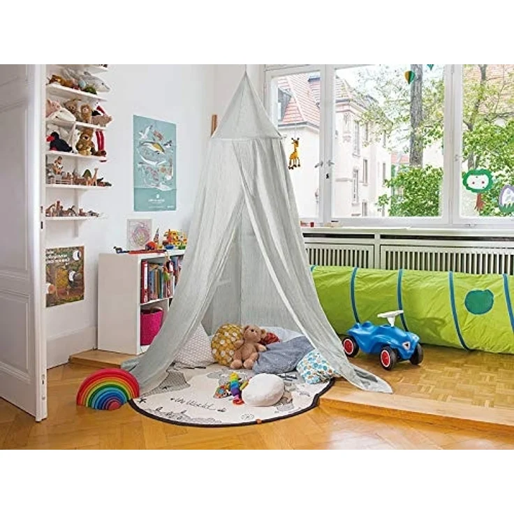infactory Baldachin Kinder: Kinder-Betthimmel mit Insektenschutz, grau, zusammenfaltbar (Kinderbetthimmel, Bett Baldachin Kinder, Spielzeug) – Bild 2