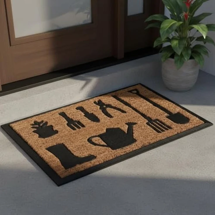 Fußmatte aus Gummi und Kokosfasern, im dekorativen Gartenwerkzeug design – Bild 2