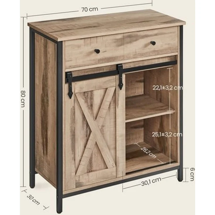 Vasagle Sideboard, mit Schublade, mit Schiebetür, 70 x 30 x 80 cm – Bild 5