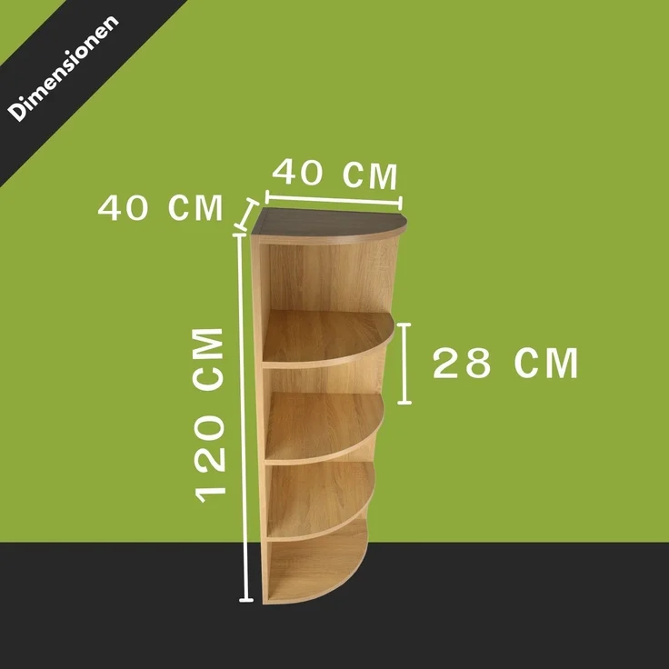 Coemo Eckregal Corner 120 aus Holz 4 Etagen Natur Sonoma – Bild 5