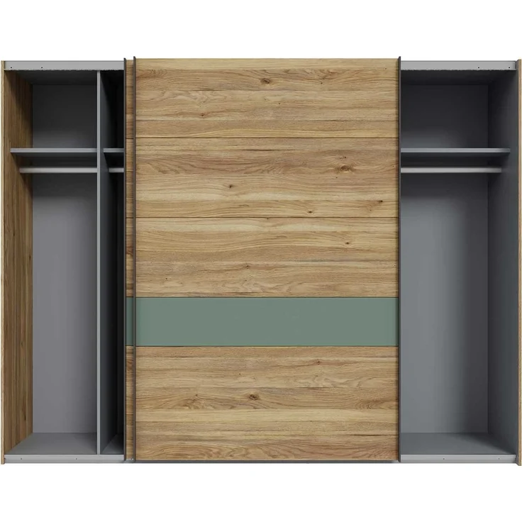 Kleiderschrank Winston / Whenua, Holzwerkstoff, Grün, Holzfarben, 270 x 211 x 61 cm – Bild 3