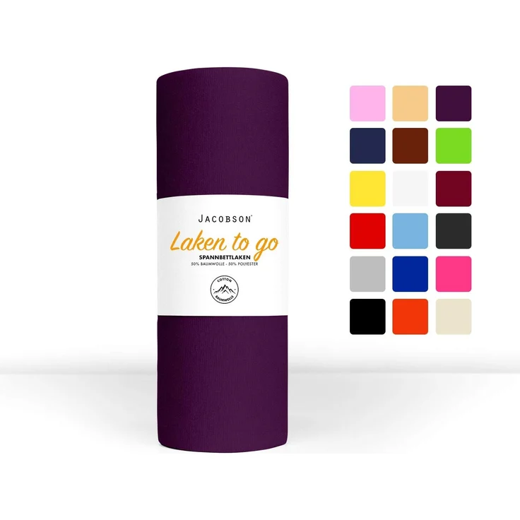 Jacobson Laken to GO Spannbettlaken Jersey Spannbetttücher Bettlaken 50% Baumwolle 50% Polyester (120x200-130x200 cm 1er Set, Royal Lila)