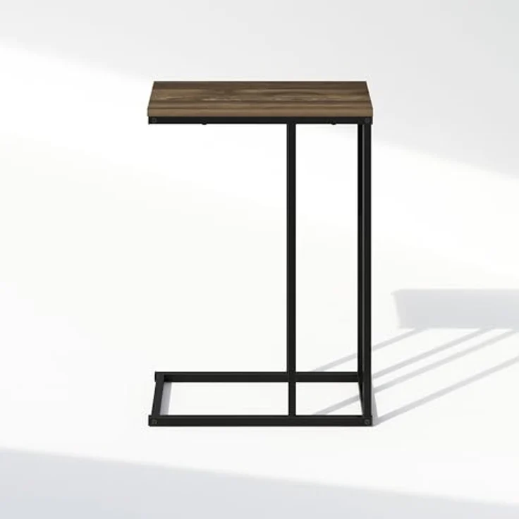 Furinno C-FÖRMIGER Beistelltisch, Metallrahmen-Endtisch, Nachttisch, Nachttisch am Bett, für Wohnzimmer, Schlafzimmer, Columbia Walnut – Bild 6
