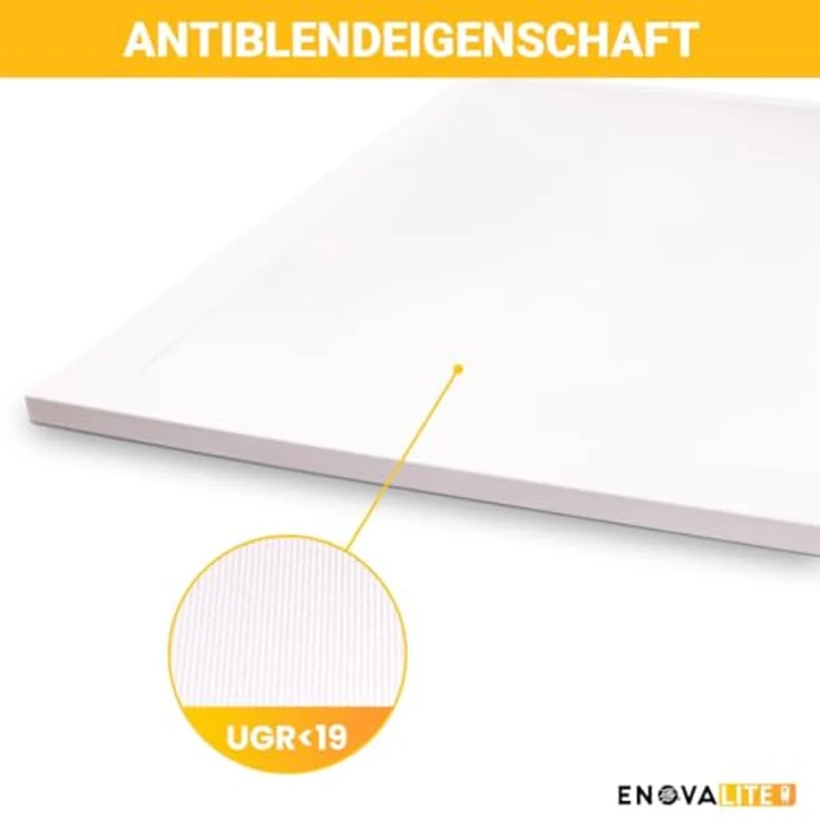 ENOVALITE LED Panel 62x62 cm, 36W, 4000K Neutralweiß, 4320lm, UGR19 blendfrei, flache Deckenleuchte für Rasterdecke, inkl. 230V Marken-Netzteil – Bild 2
