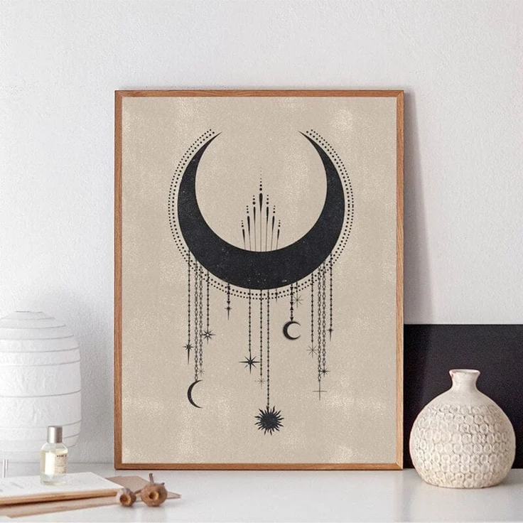 Poster Mond Sterne Gold Schwarz als Deko Print Ohne Rahmen - E / 40x60 cm – Bild 11