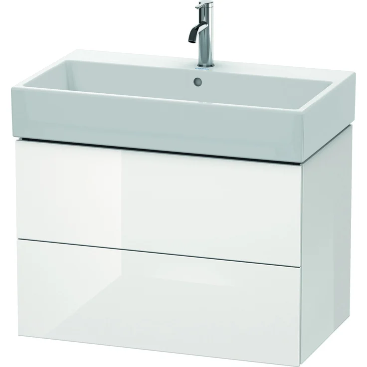 Duravit L-Cube Waschbeckenunterschrank, Weiß Hochglanz, 78,4 cm, kompakter Badezimmerschrank mit Schubladen