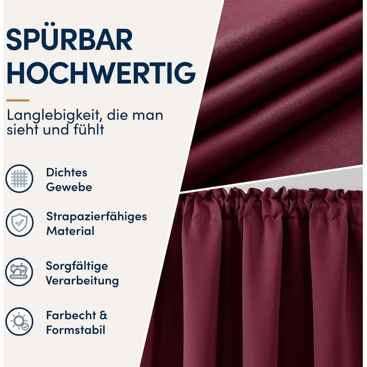Stoffschmiede Gardine Blickdicht - Kräuselband & Ösen, Kräuselband – Bild 3