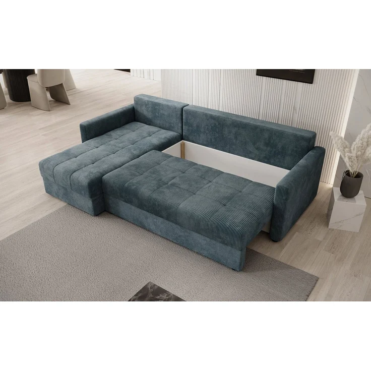 Luxusbetten24 Schlafsofa Designer Sofa Roma in Cord, mit Stauraum und Schlaffunktion – Bild 3