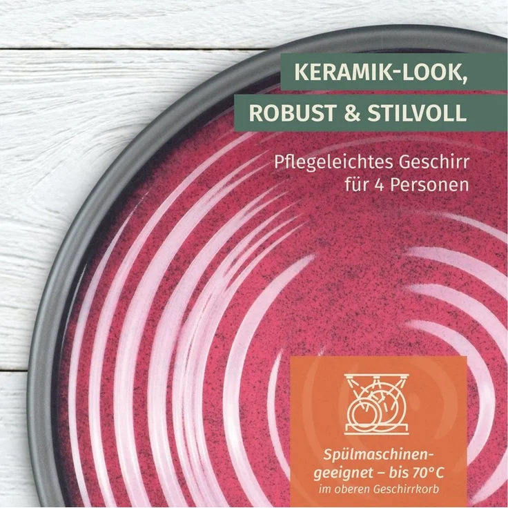 Moritz Geschirr-Set Camping Geschirr Stone Red Geschirr 16 tlg. – Bild 4