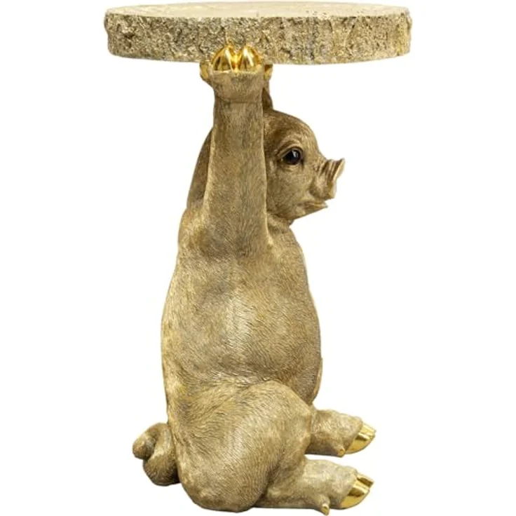 Kare Design Beistelltisch Animal Pig, Gold, 34 cm Durchmesser, Schwein Motiv, Tiermotiv, Wohnzimmertisch, Sofatisch, Couchtisch, Nachttisch, Betttisch – Bild 6