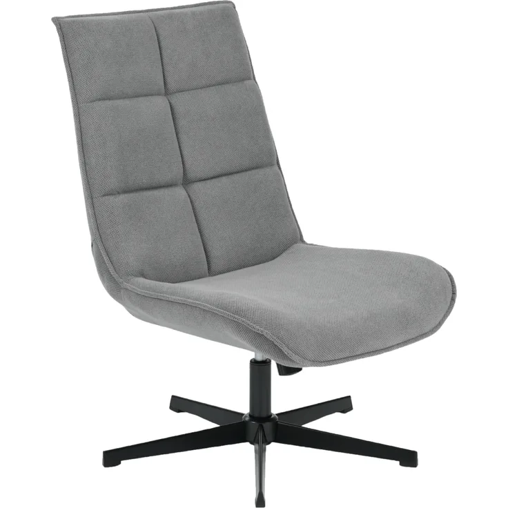 39F FURNITURE DREAM Moderner Drehsessel mit Sitzfläche aus Stoff mit Liegefunktion und Metallsockel, Grau, 63,5 x 85 x 93 cm