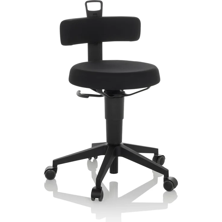 hjh OFFICE Balancestuhl höhenverstellbar TOP WORK FLEX beweglicher Arbeitshocker mit Rückenlehne, Stoff Schwarz – Bild 1