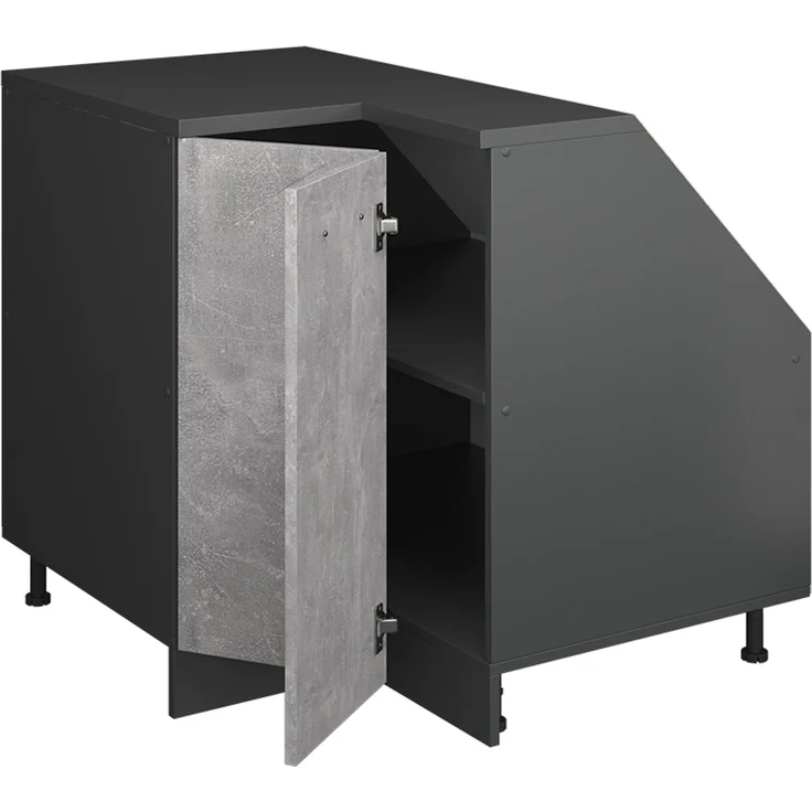 Eck-Küchenschrank für Dachschrägen R-Line Beton 75.6 cm mit 1 Tür, Schrankkorpus 60 cm Tiefe Vicco – Bild 3