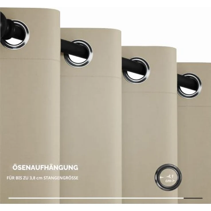 Deconovo Extra Breiter Verdunkelungsvorhang Wohnzimmer Raumtrenner Beige | 1 Stück, H214 x B254 cm, Ösenschal, Hitzeschutz, Abdunkelnd, Sichtschutz, UV-Schutz, Fenster Schlafzimmer, Blackout Curtain – Bild 7