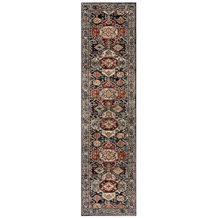 XXXLutz Vintage-Teppich Gillingham, Blau, rechteckig 66x300 cm, Oeko-Tex® Standard 100, für Fußbodenheizung geeignet, thermofixierte Fasern, AZO-frei