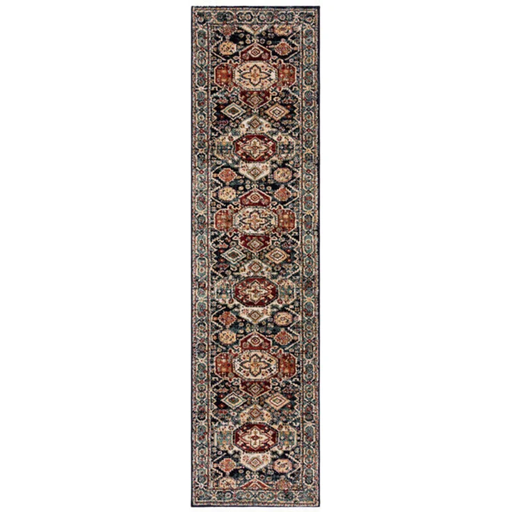 XXXLutz Vintage-Teppich Gillingham, Blau, rechteckig 66x300 cm, Oeko-Tex® Standard 100, für Fußbodenheizung geeignet, thermofixierte Fasern, AZO-frei