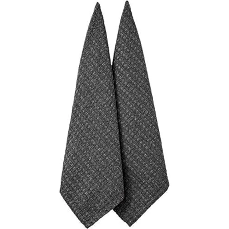 Ladelle Eco Check Geschirr-Handtuch 2er-Set anthrazit