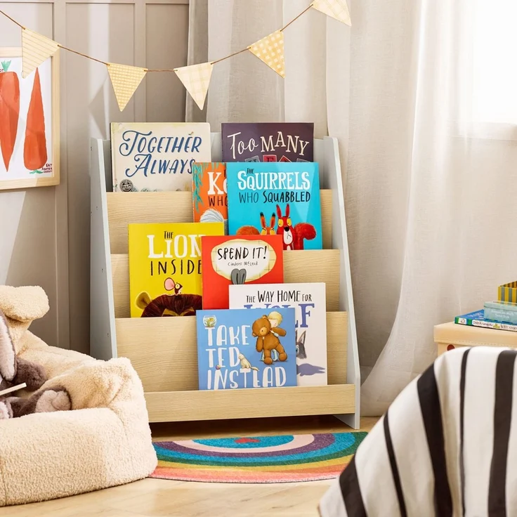 SoBuy KMB106-HG Kinderregal, MDF, Lackiert, Helle Eiche, 61 x 71 x 30 cm – Bild 8