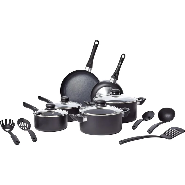 AmazonBasics 15-teiliges Kochgeschirr mit Antihaftbeschichtung