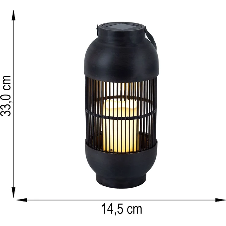LED Solar Tischleuchte, Kerze, Laterne, IP44, H 33 cm – Bild 8