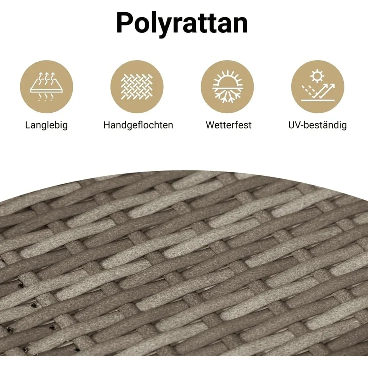 vidaXL 4-tlg. Garten-Sofagarnitur mit Kissen Grau Poly Rattan 3258336 – Bild 4