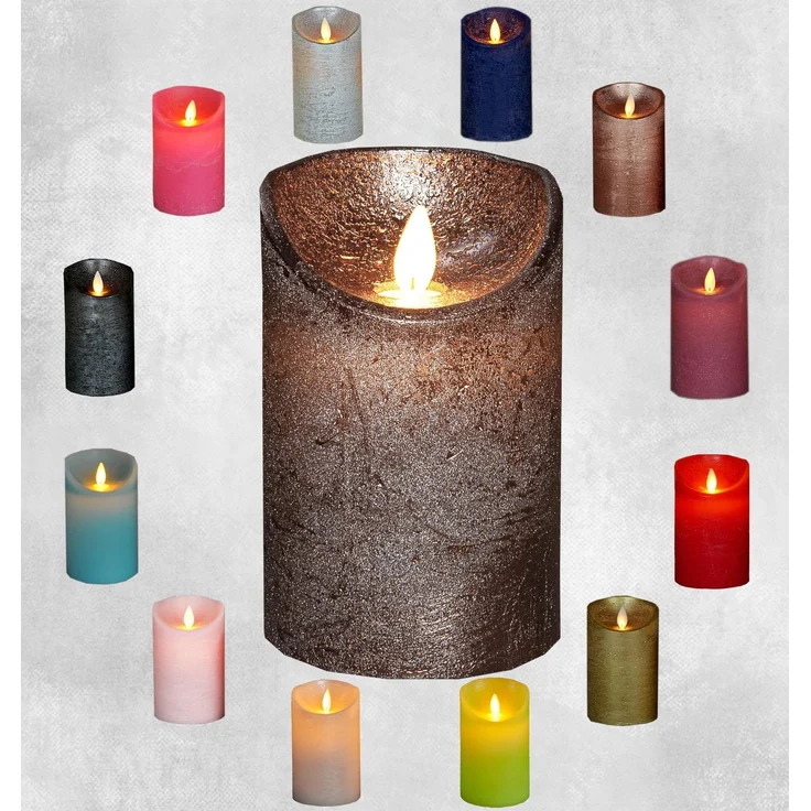 Coen Bakker LED Echtwachskerze realistische Kerze viele Farben mit Timer flackender Docht Wachskerze Kerzen Batterie, Farbe:Bronze, Größe:15 cm