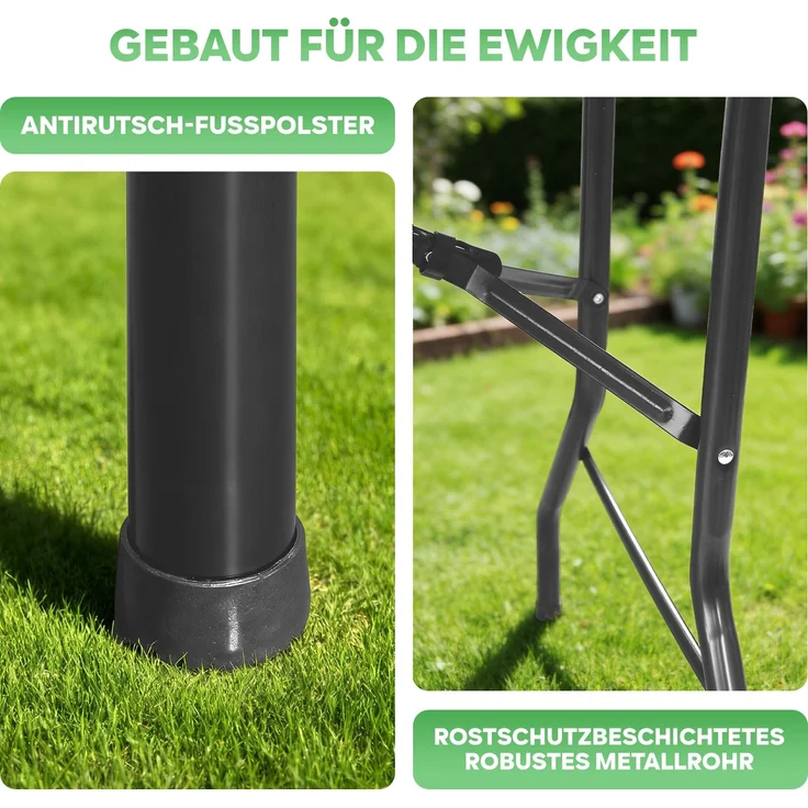 Eiryss Klapptisch 180cm Schwarz Rattan-Optik HDPE – Tragbarer Gartentisch mit 3 Sicherheitsverriegelungen, Camping & Picknick, 150kg – Bild 7