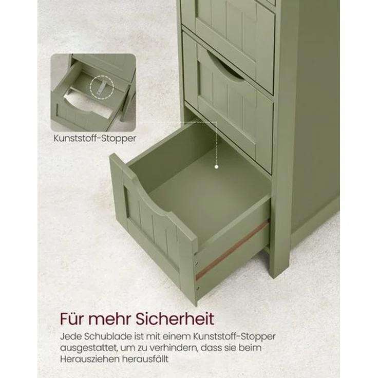 Vasagle Badezimmerschrank mit 4 Schubladen, MDF lorbeergrün, 30 x 30 x 82 cm – Bild 3