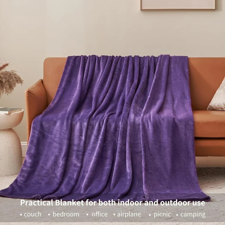 Kuscheldecke Fleecedecke Flauschig Violett 130 x 150 cm Lilafarbig – Bild 3