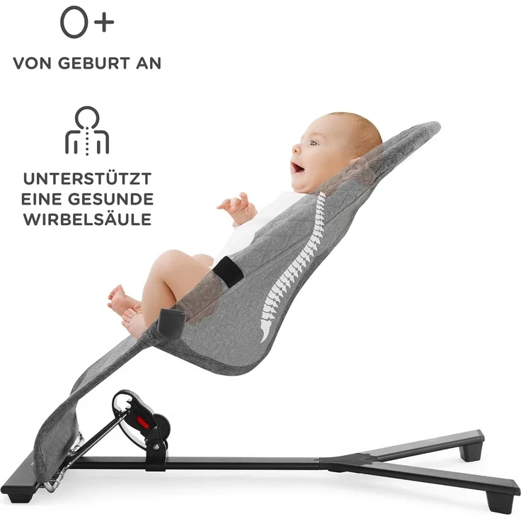 Kinderkraft Babywippe MIMI, Spielbügel mit 2 Spielzeuge, verstellbare Rückenlehne, Weiches Material, Minimalistische Skandinavisches Design, Zusammenklappbar, Grau – Bild 3