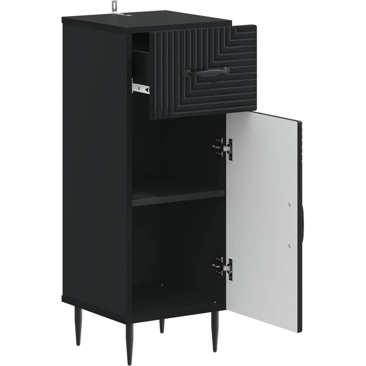 vidaXL Badezimmer Aufbewahrungsschrank HAARLEM Schwarz 30 x 31 x 80 cm 896826 – Bild 2